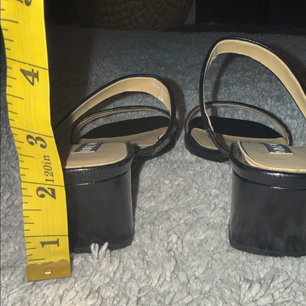 NWT Nine West Black Double-Strap Slide Mules 2” heel black leather 6M feminine - Picture 3 of 9